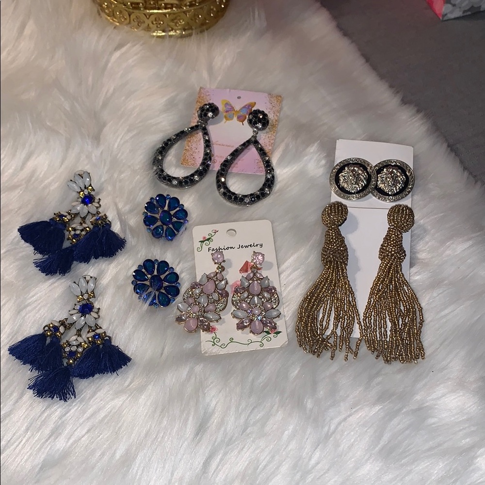 Elegant Earring Collection in Blue and Gold